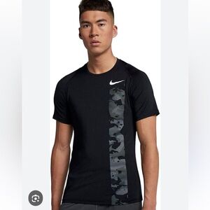 Nike Pro Dri Fit Training Tee Black with Gray Camo Stripe Size XXL NWT